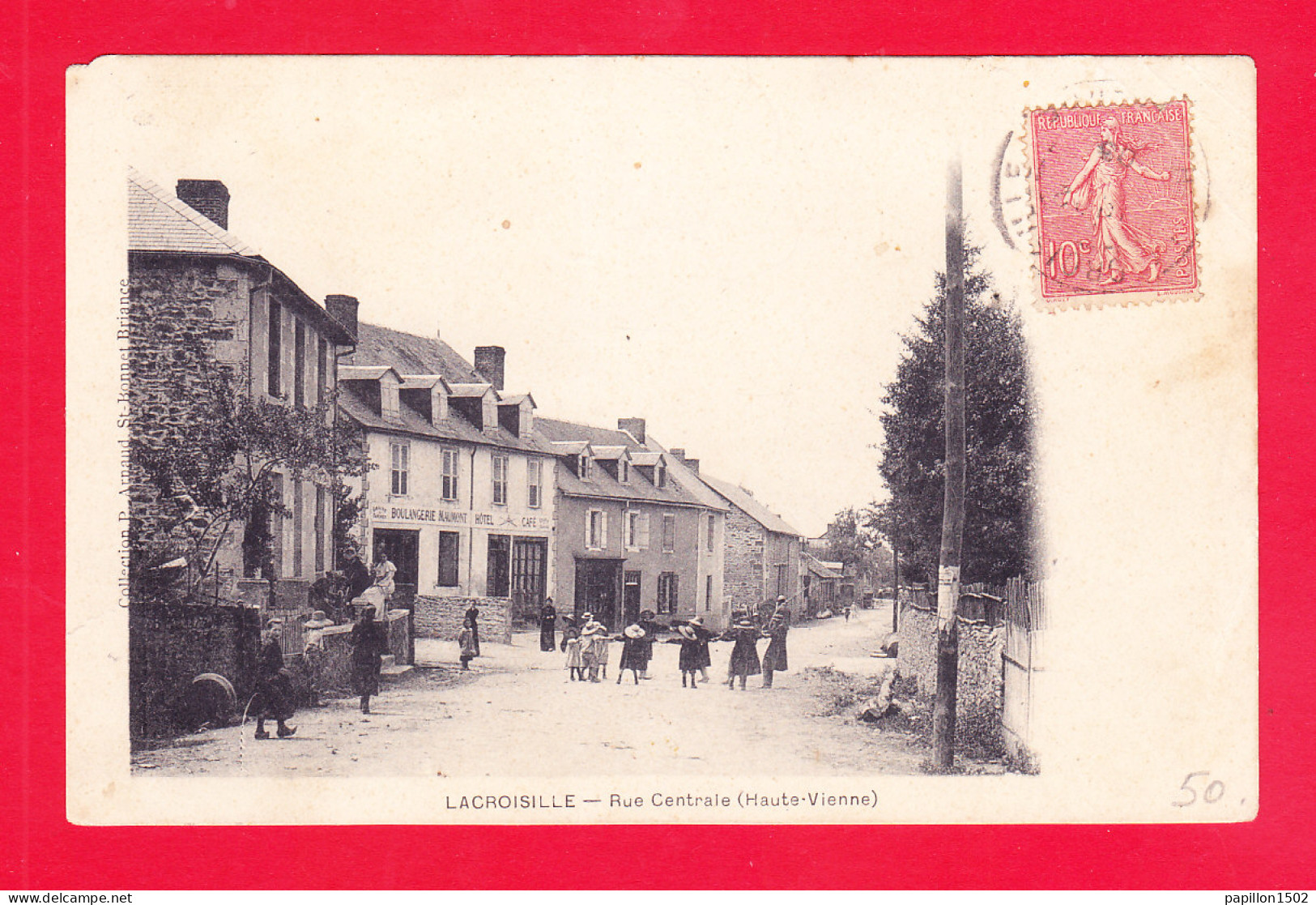 F-87-Lacroisille-01Ph100  La Rue Centrale, Boulangerie, Cpa  - Other & Unclassified