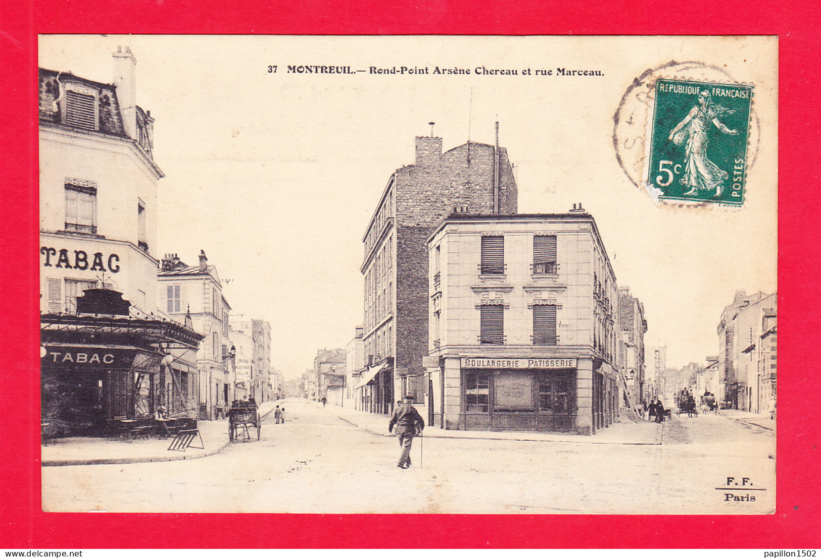 F-93-Montreuil-21Ph100  Rond-point Arsène Chereau Et Rue Marceau, Boulangerie, Tabac, Cpa - Montreuil