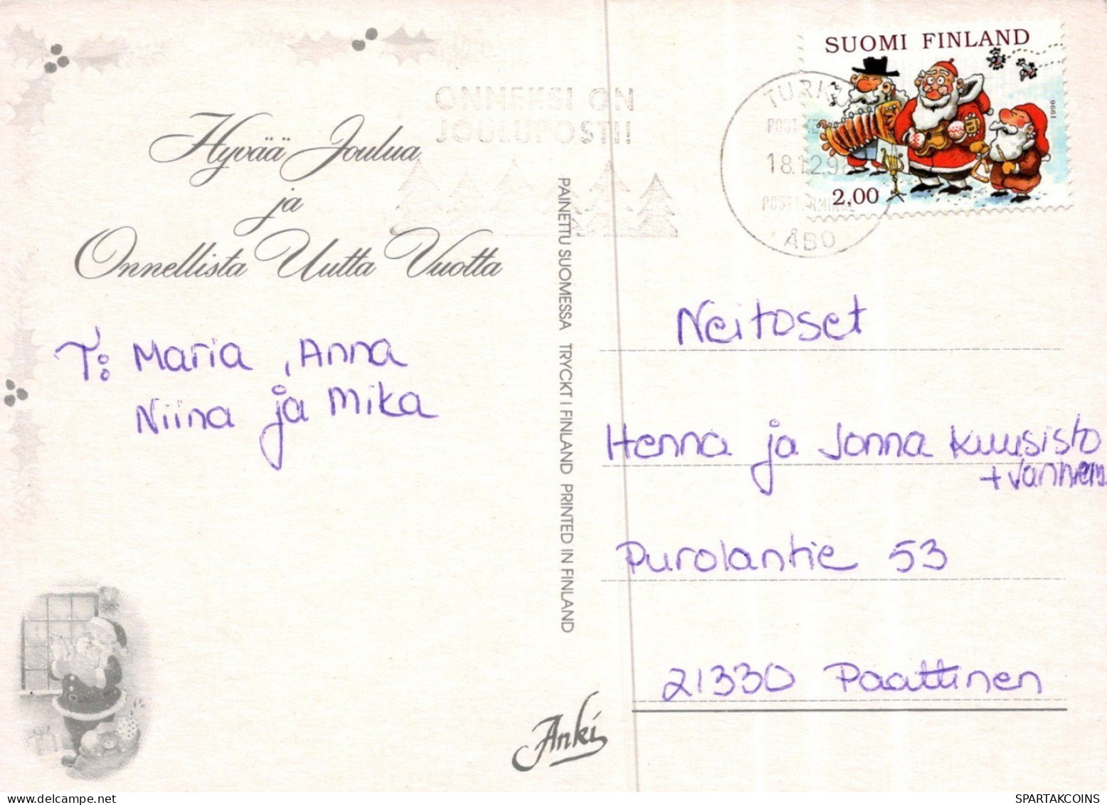 PAPÁ NOEL NIÑO NAVIDAD Fiesta Vintage Tarjeta Postal CPSM #PAK282.ES - Santa Claus