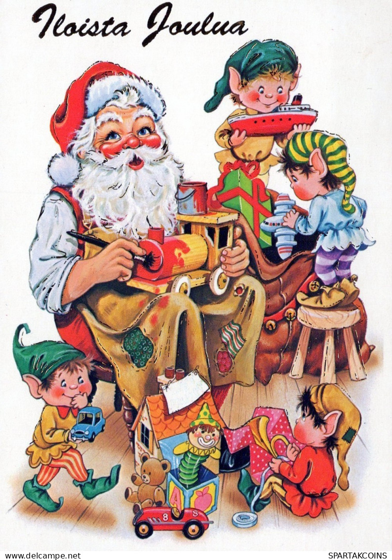 PAPÁ NOEL NIÑO NAVIDAD Fiesta Vintage Tarjeta Postal CPSM #PAK282.ES - Santa Claus