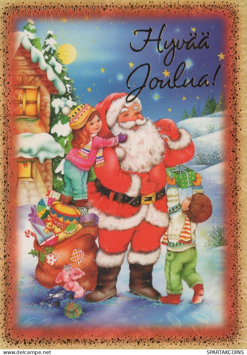 PAPÁ NOEL NIÑO NAVIDAD Fiesta Vintage Tarjeta Postal CPSM #PAK357.ES - Santa Claus