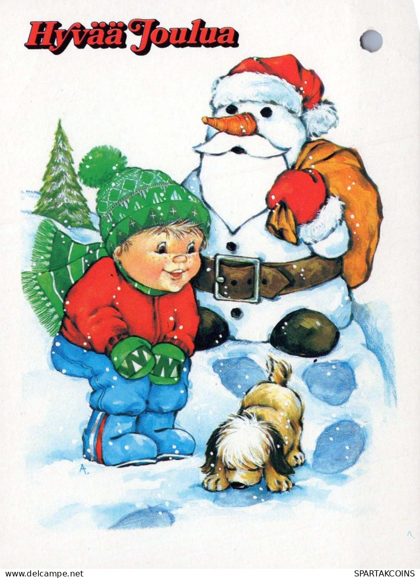 SANTA CLAUS Happy New Year Christmas CHILDREN Animals Vintage Postcard CPSM #PBS981.GB - Santa Claus