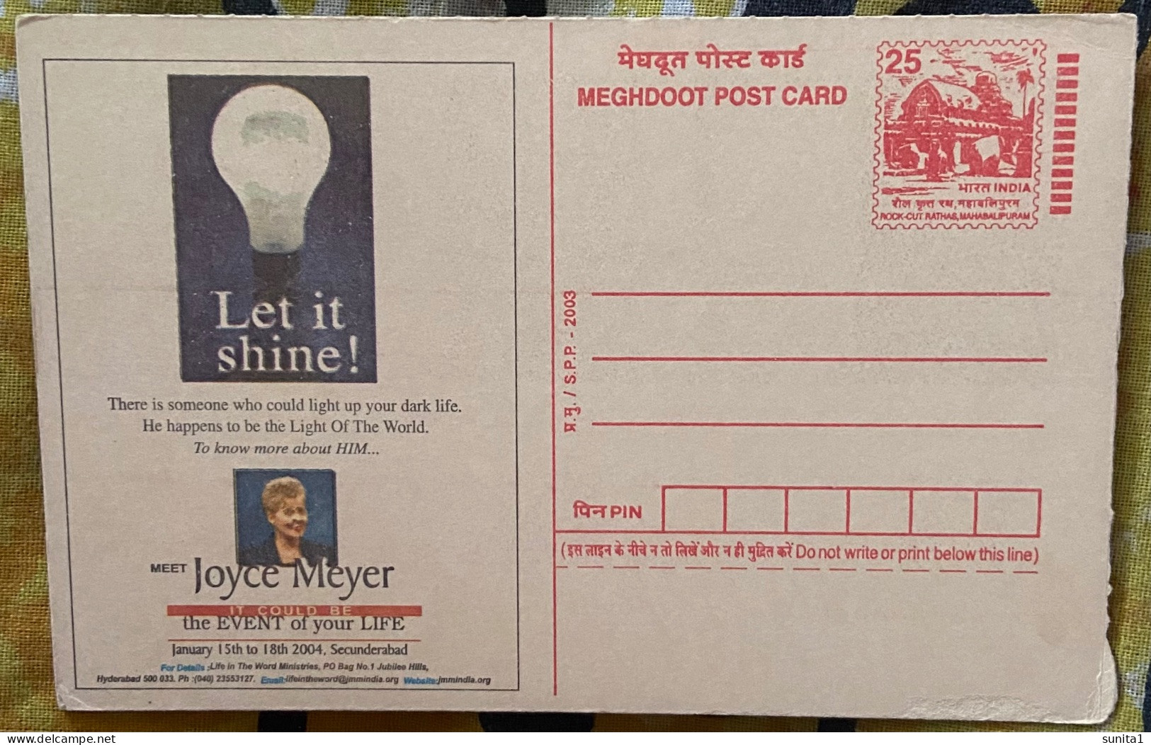 Joysee Meyer, Religious Talk, Motivation, Bulb, Light, Meghdoot, Postal Stationery, India - Christendom