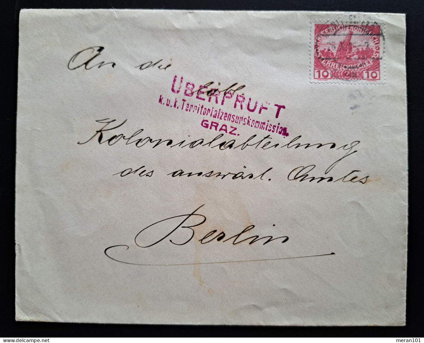 Österreich 1915, Brief Nach Berlin Militärzensur Zensurstreifen - Briefe U. Dokumente