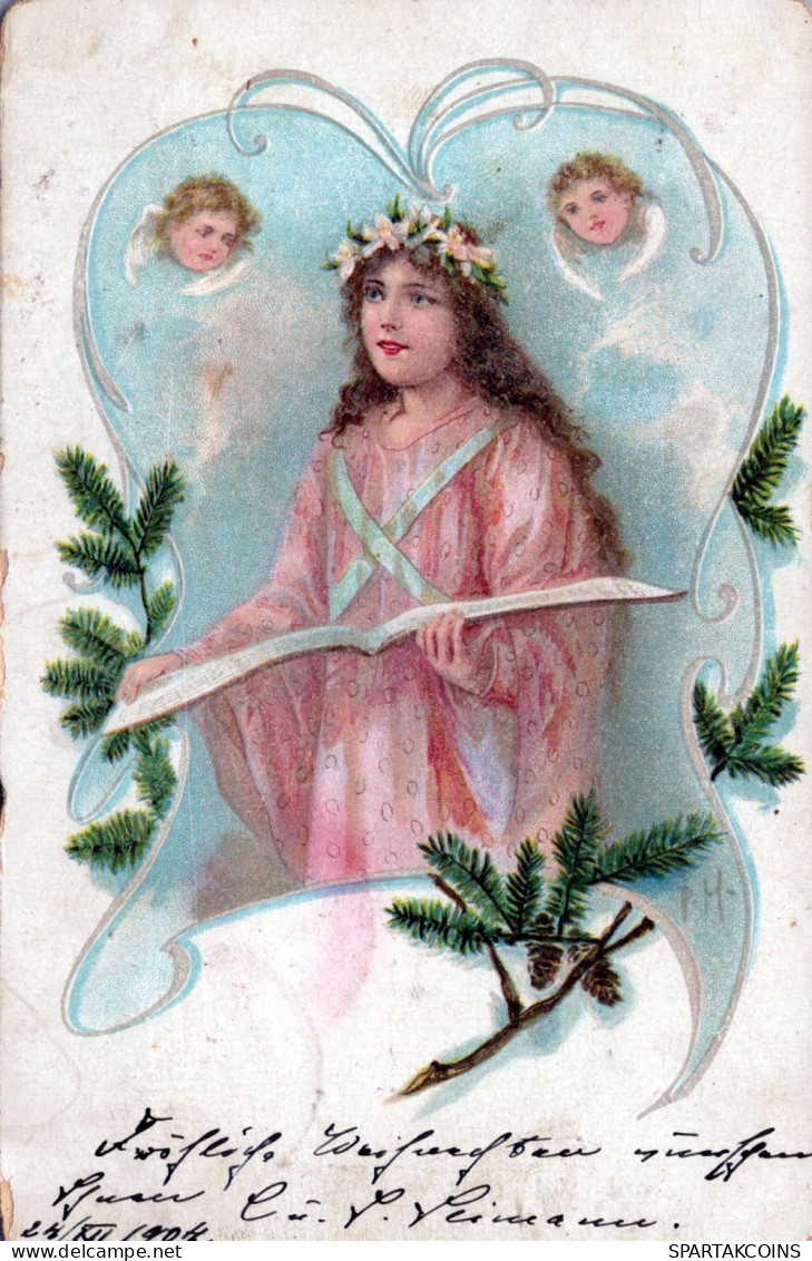 1903 ÁNGEL NAVIDAD Vintage Antiguo Tarjeta Postal CPA #PAG668.ES - Anges