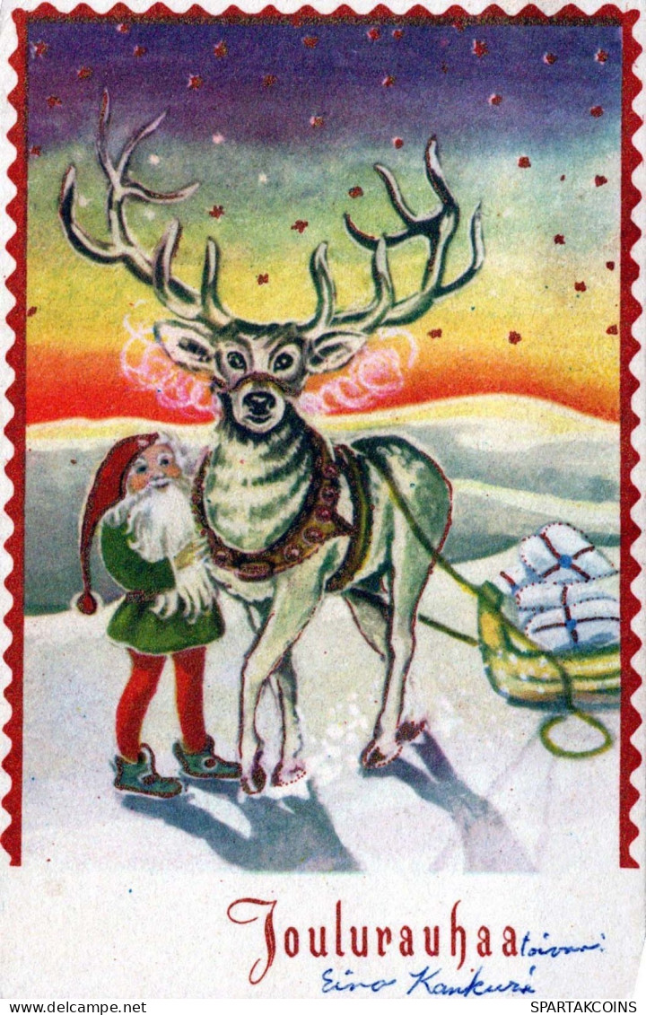 PAPÁ NOEL Feliz Año Navidad Vintage Tarjeta Postal CPSMPF #PKG324.ES - Santa Claus