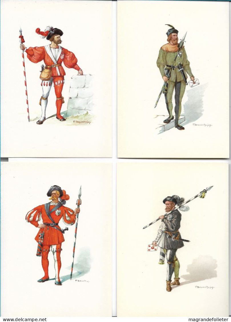 CPA PK AK  CARTE POSTALE SUISSE 13 X LES COSTUMES DES   MESSAGERS CANTONAUX ILLUSTRATEUR  MOSCOVITS. JUN - Verzamelingen & Kavels