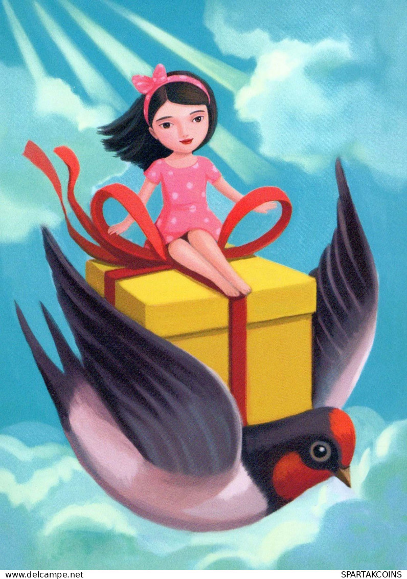 FELIZ CUMPLEAÑOS CHICA NIÑOS Vintage Tarjeta Postal CPSM #PBT848.ES - Birthday