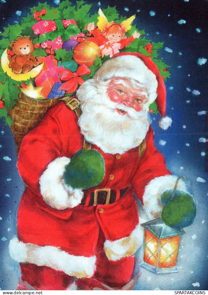 PAPÁ NOEL Feliz Año Navidad Vintage Tarjeta Postal CPSM #PBL475.ES - Santa Claus