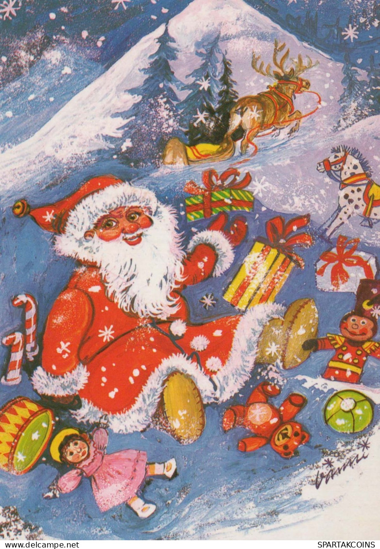 PAPÁ NOEL Feliz Año Navidad Vintage Tarjeta Postal CPSM #PBL223.ES - Santa Claus