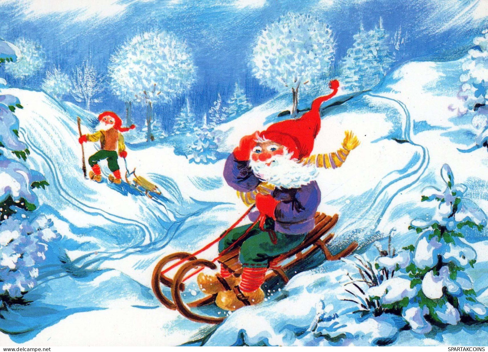 PAPÁ NOEL Feliz Año Navidad Vintage Tarjeta Postal CPSM #PBB307.ES - Santa Claus