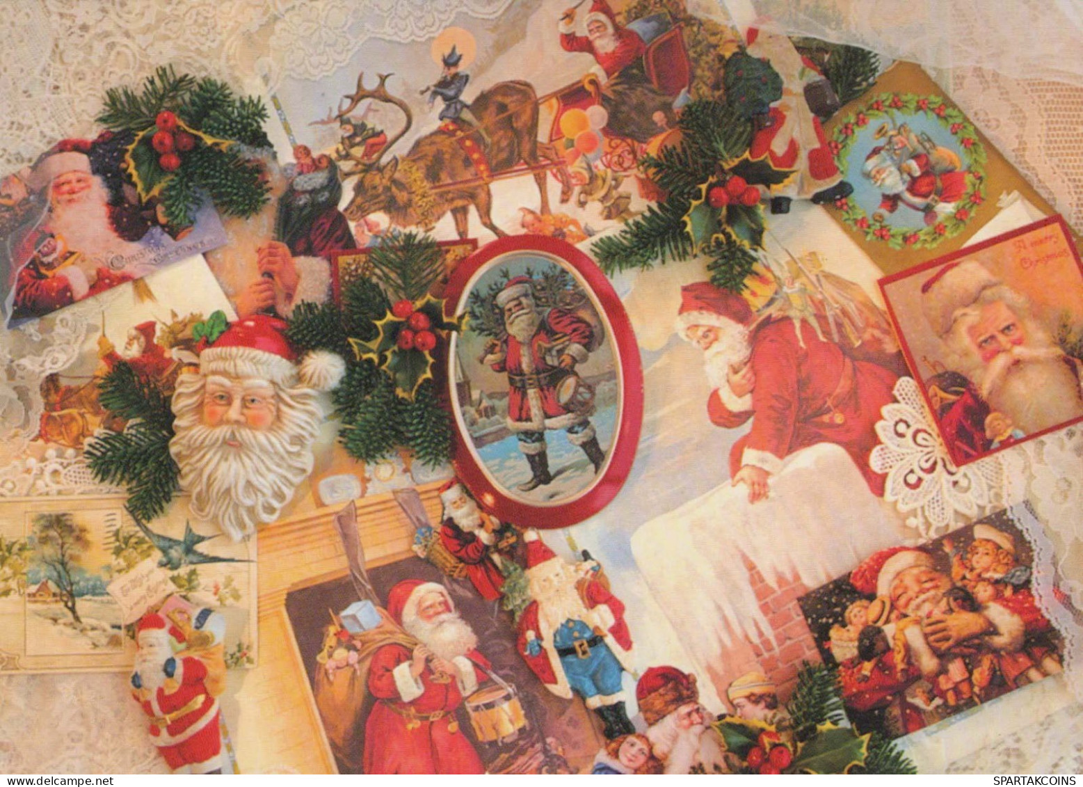 PAPÁ NOEL Feliz Año Navidad Vintage Tarjeta Postal CPSM #PBB096.ES - Santa Claus