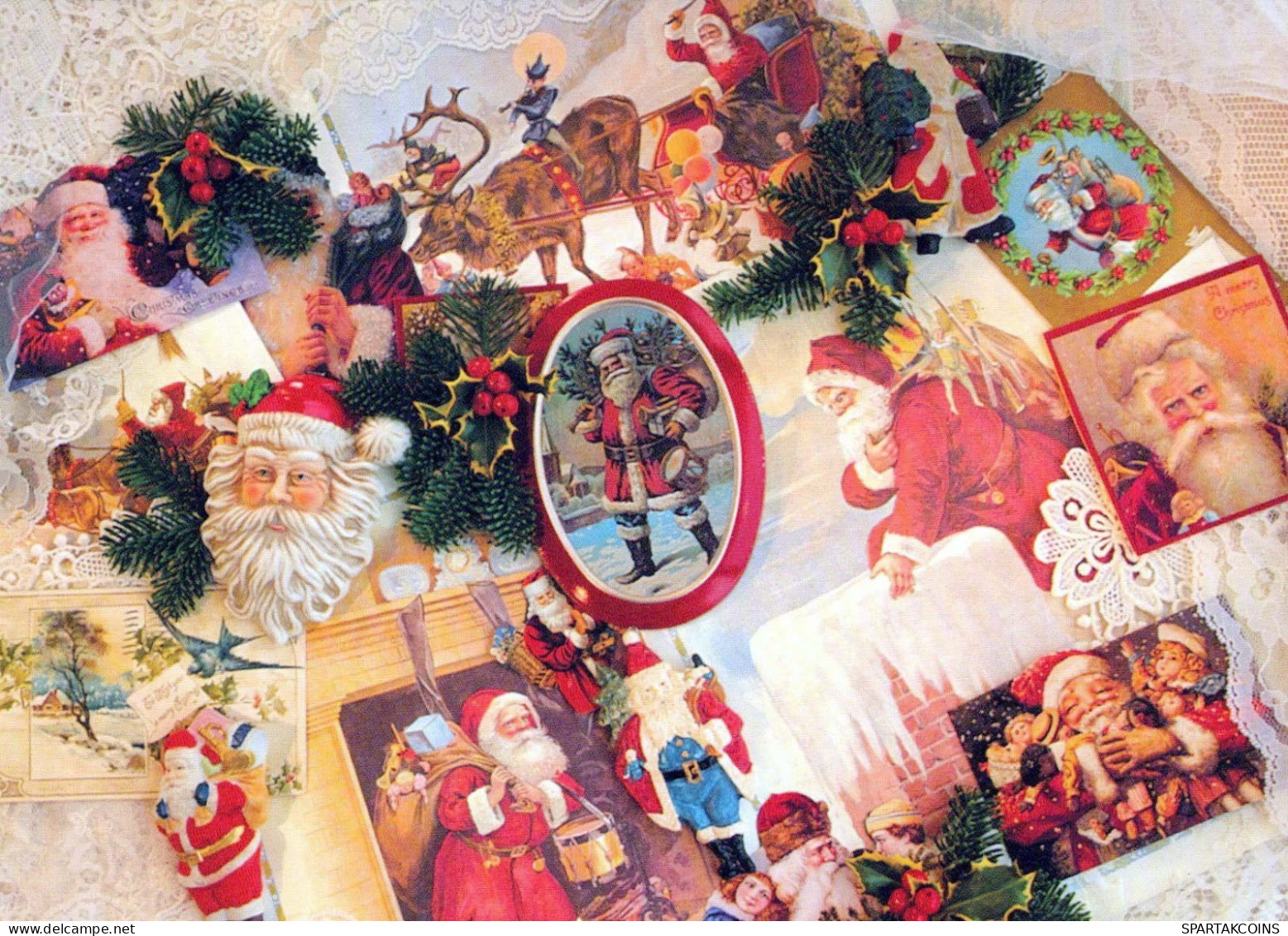 PAPÁ NOEL Feliz Año Navidad Vintage Tarjeta Postal CPSM #PBB096.ES - Santa Claus