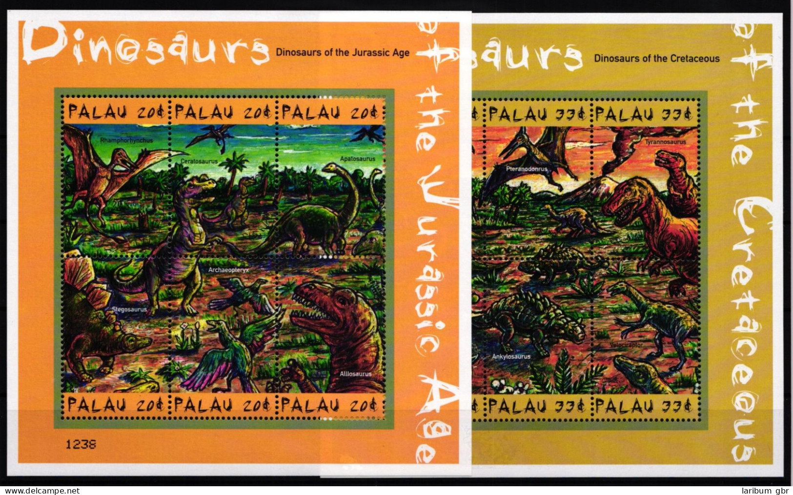 Palau Inseln 1771-1782 Postfrisch Kleinbogensatz / Dinosaurier #JA061 - Palau