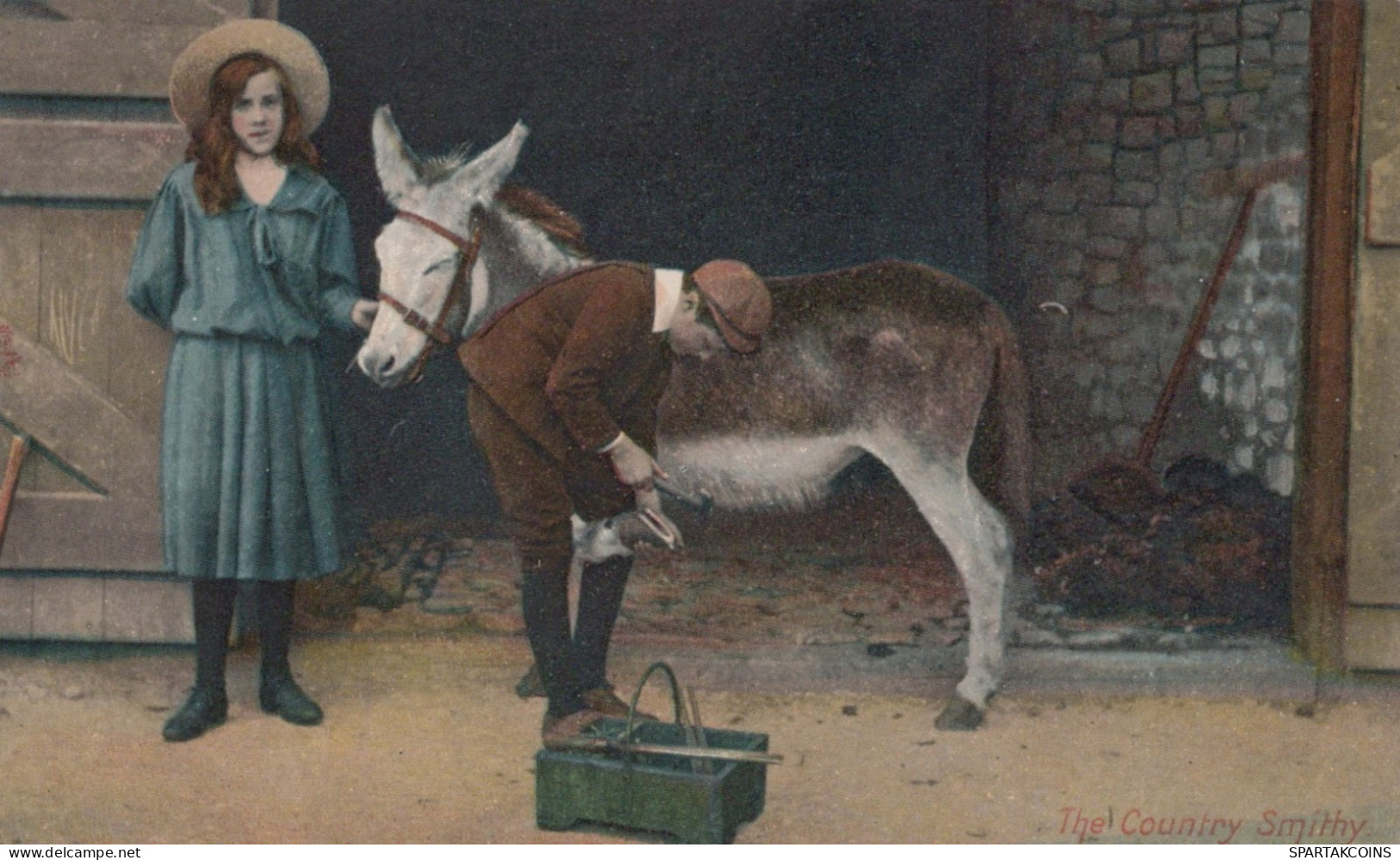 ÂNE Animaux Enfants Vintage Antique CPA Carte Postale #PAA219.FR - Donkeys