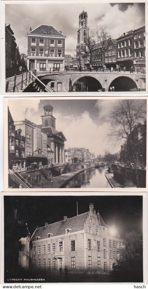 481897Utrecht, Paushuizen, Oude Gracht 2x. (3 Foto Kaarten) - Utrecht