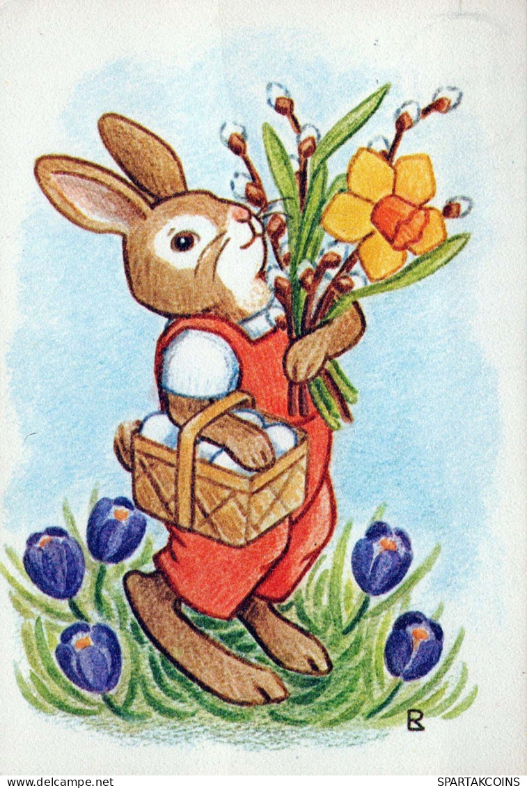 PÂQUES LAPIN ŒUF Vintage Carte Postale CPSM #PBO400.FR - Easter