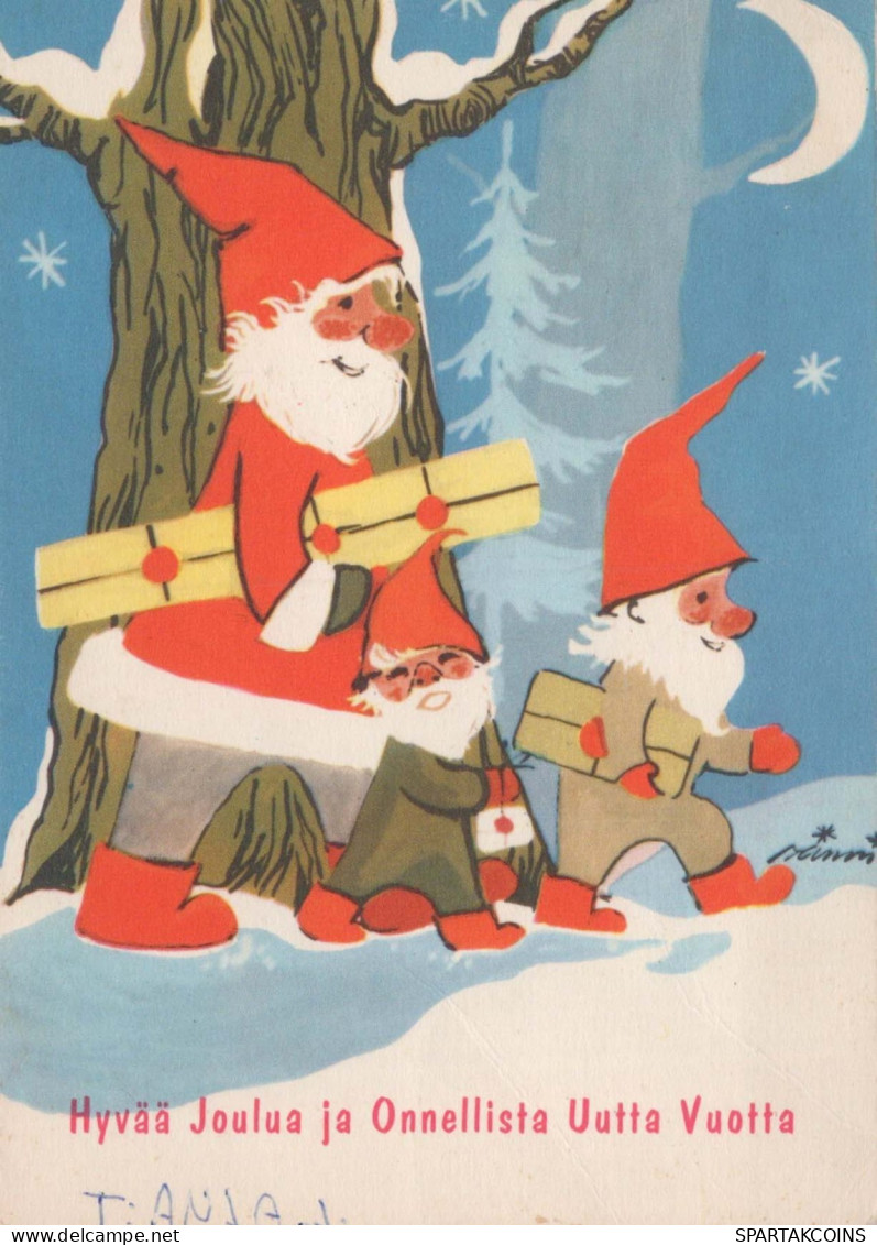 Bonne Année Noël GNOME Vintage Carte Postale CPSM #PBL744.FR - Año Nuevo