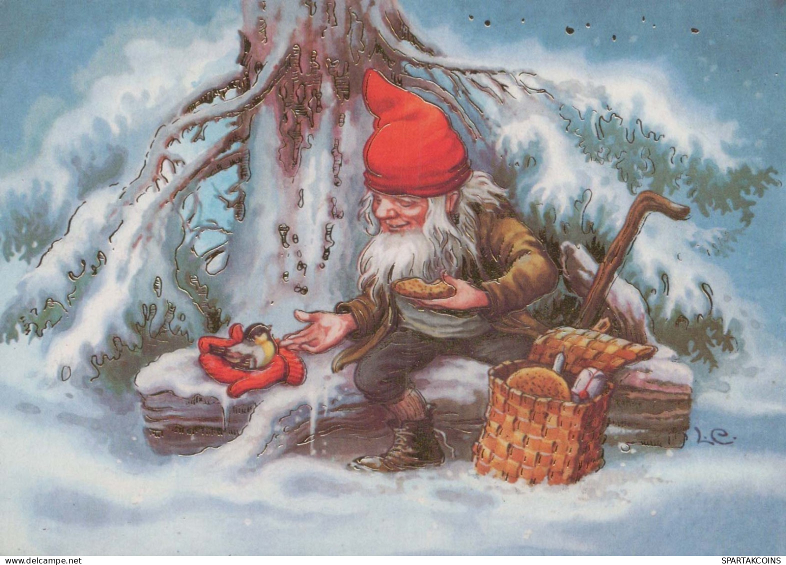 Bonne Année Noël GNOME Vintage Carte Postale CPSM #PBL890.FR - Año Nuevo