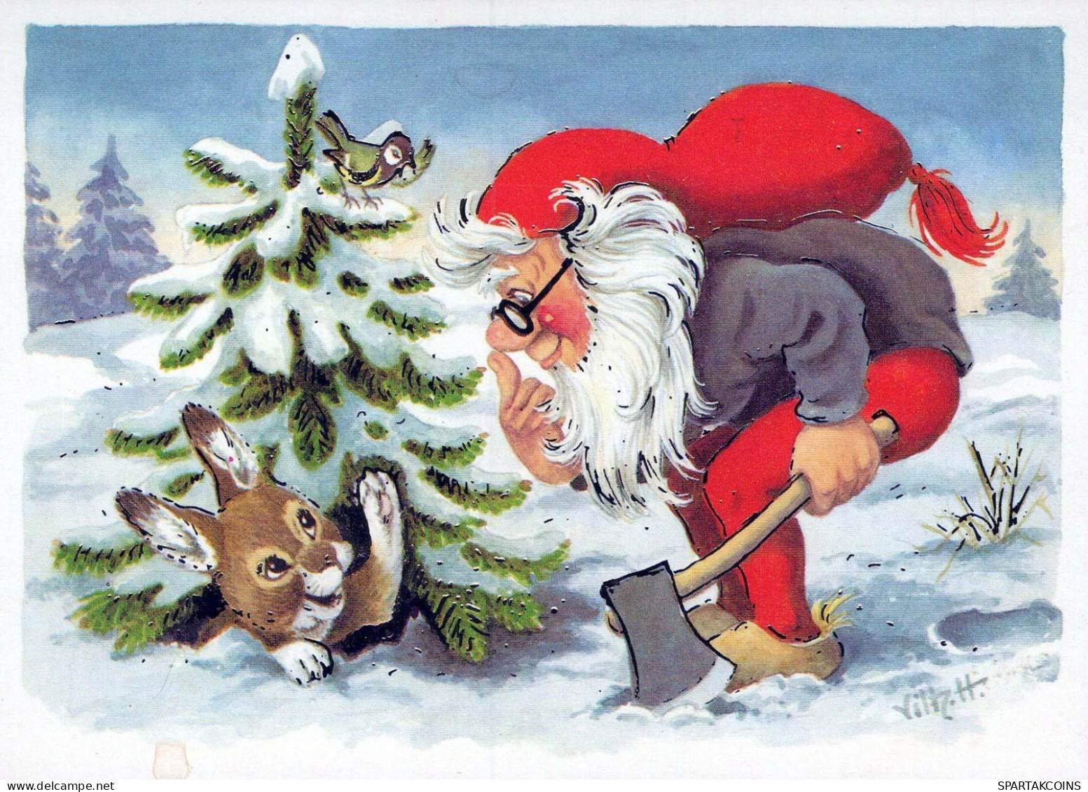 PÈRE NOËL Bonne Année Noël Vintage Carte Postale CPSM #PBL225.FR - Santa Claus