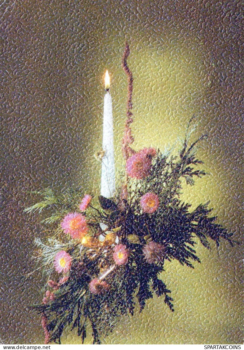 Bonne Année Noël BOUGIE Vintage Carte Postale CPSM #PBA776.FR - Año Nuevo