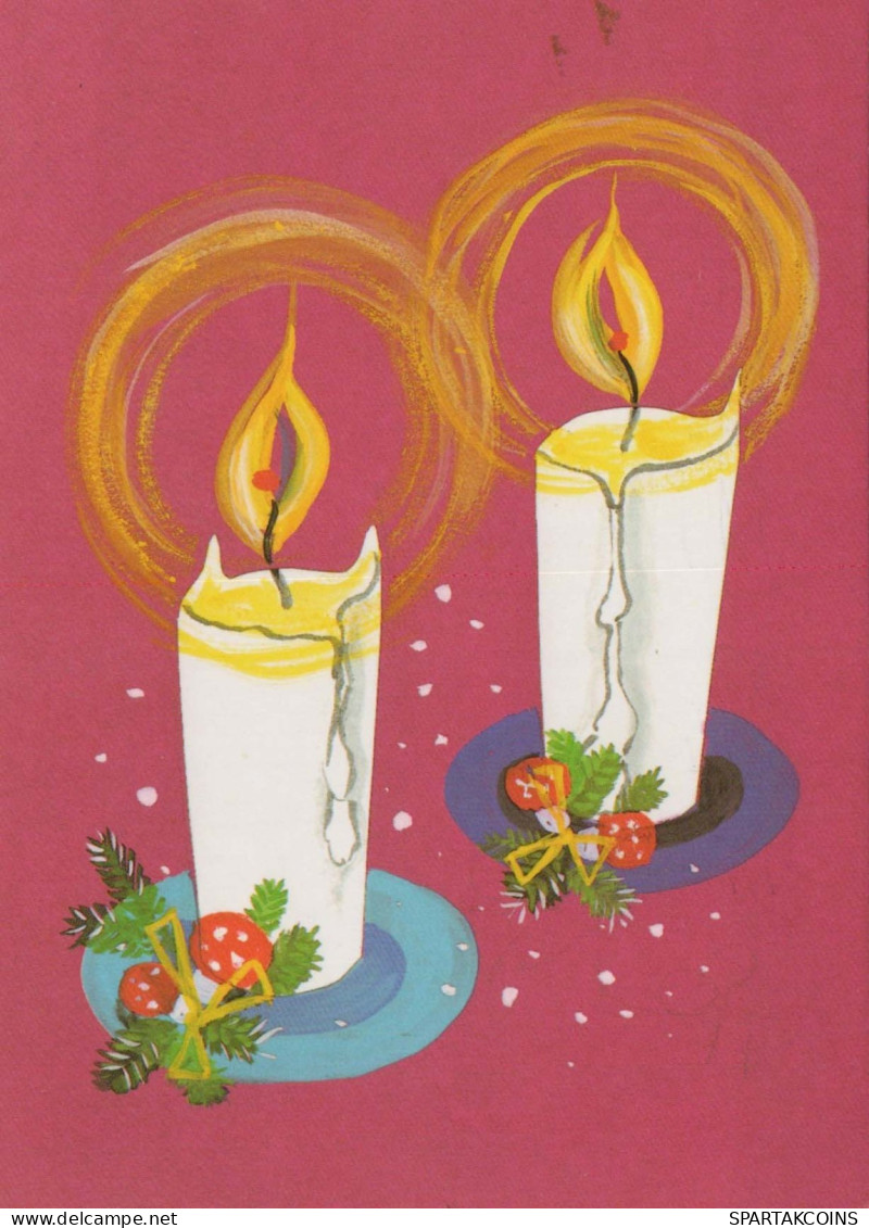 Bonne Année Noël BOUGIE Vintage Carte Postale CPSM #PAZ337.FR - Año Nuevo