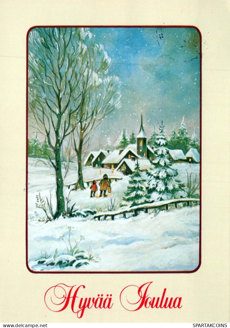 Bonne Année Noël ÉGLISE Vintage Carte Postale CPSM #PAY357.FR - Año Nuevo