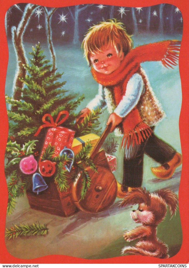 Bonne Année Noël ENFANTS Vintage Carte Postale CPSM #PAW787.FR - Año Nuevo