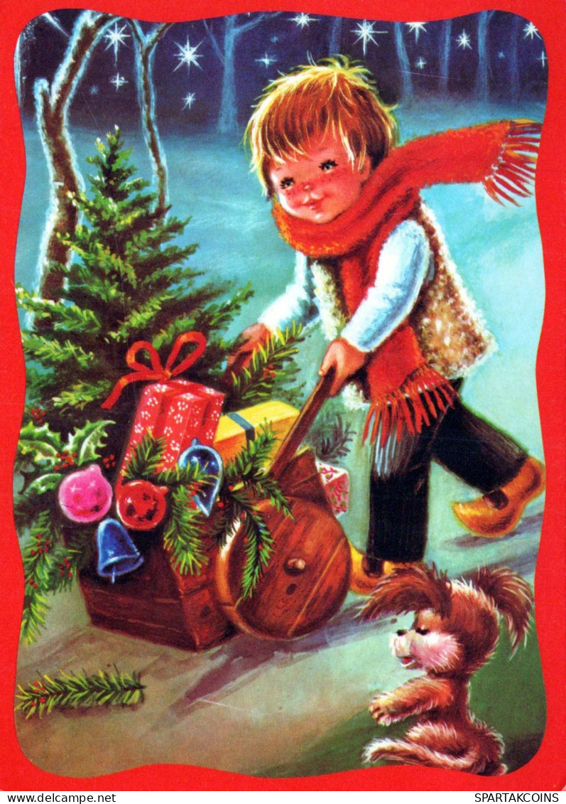 Bonne Année Noël ENFANTS Vintage Carte Postale CPSM #PAW787.FR - Año Nuevo