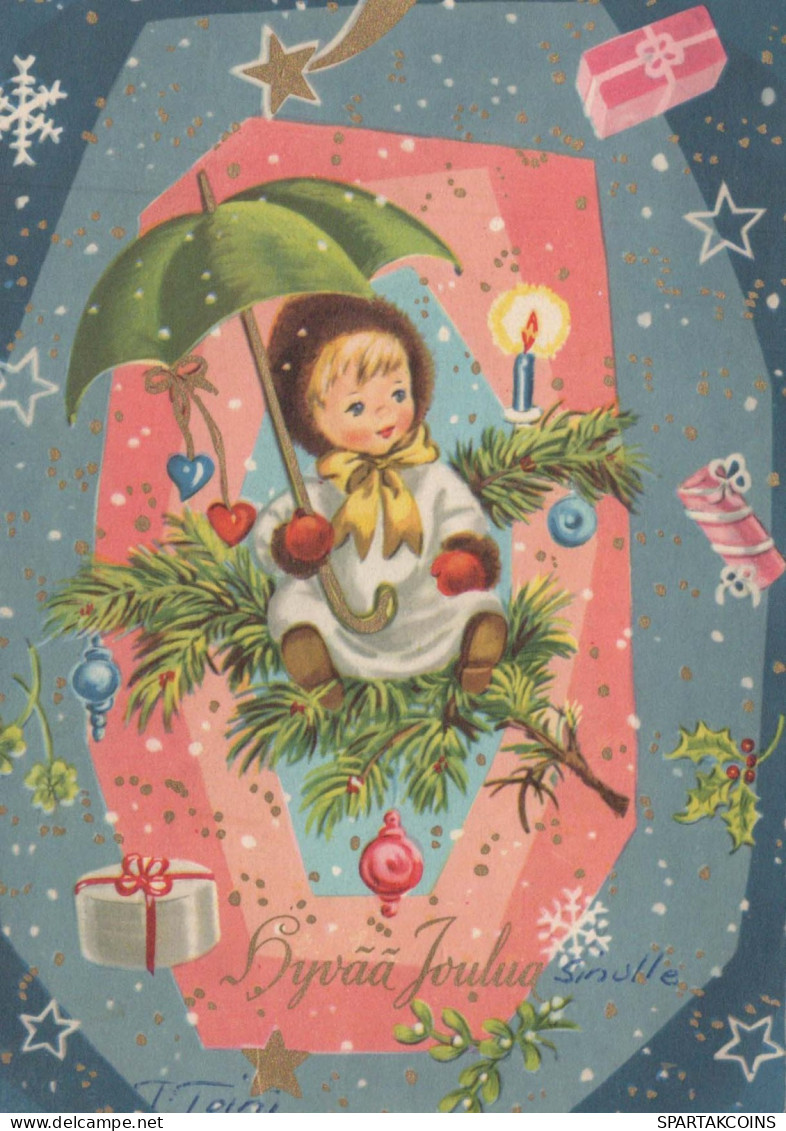 Bonne Année Noël ENFANTS Vintage Carte Postale CPSM #PAY232.FR - Año Nuevo