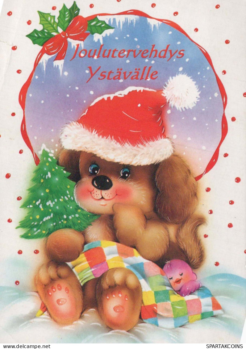 Bonne Année Noël CHIEN Vintage Carte Postale CPSM #PAW594.FR - Año Nuevo