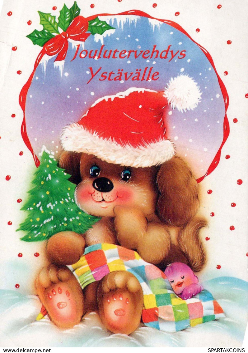 Bonne Année Noël CHIEN Vintage Carte Postale CPSM #PAW594.FR - Año Nuevo