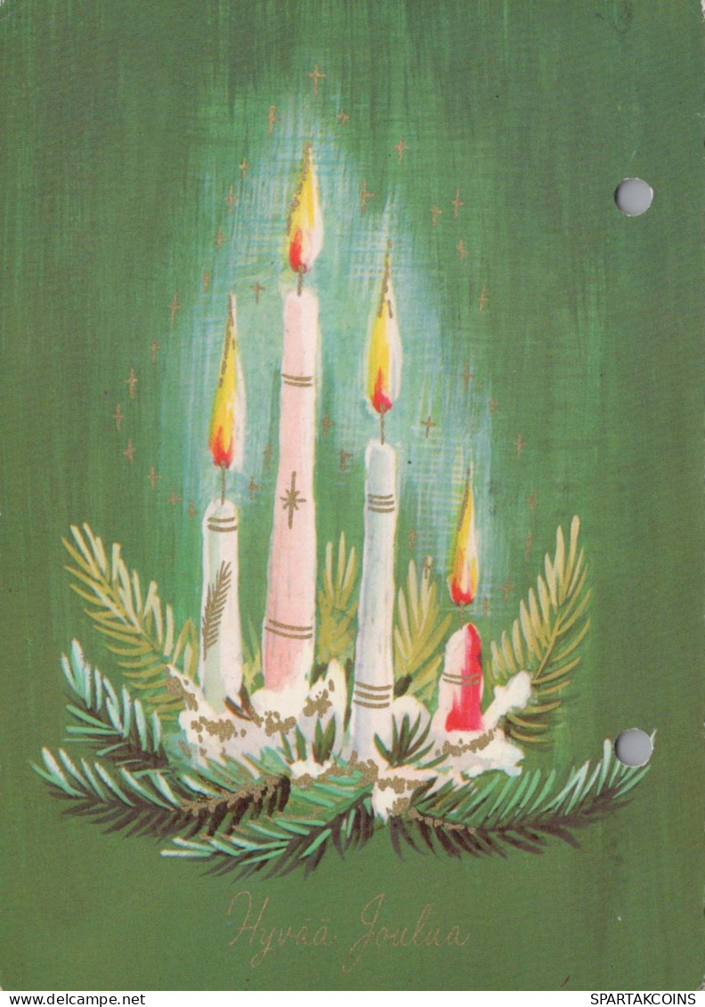 Bonne Année Noël BOUGIE Vintage Carte Postale CPSM #PAV919.FR - Año Nuevo