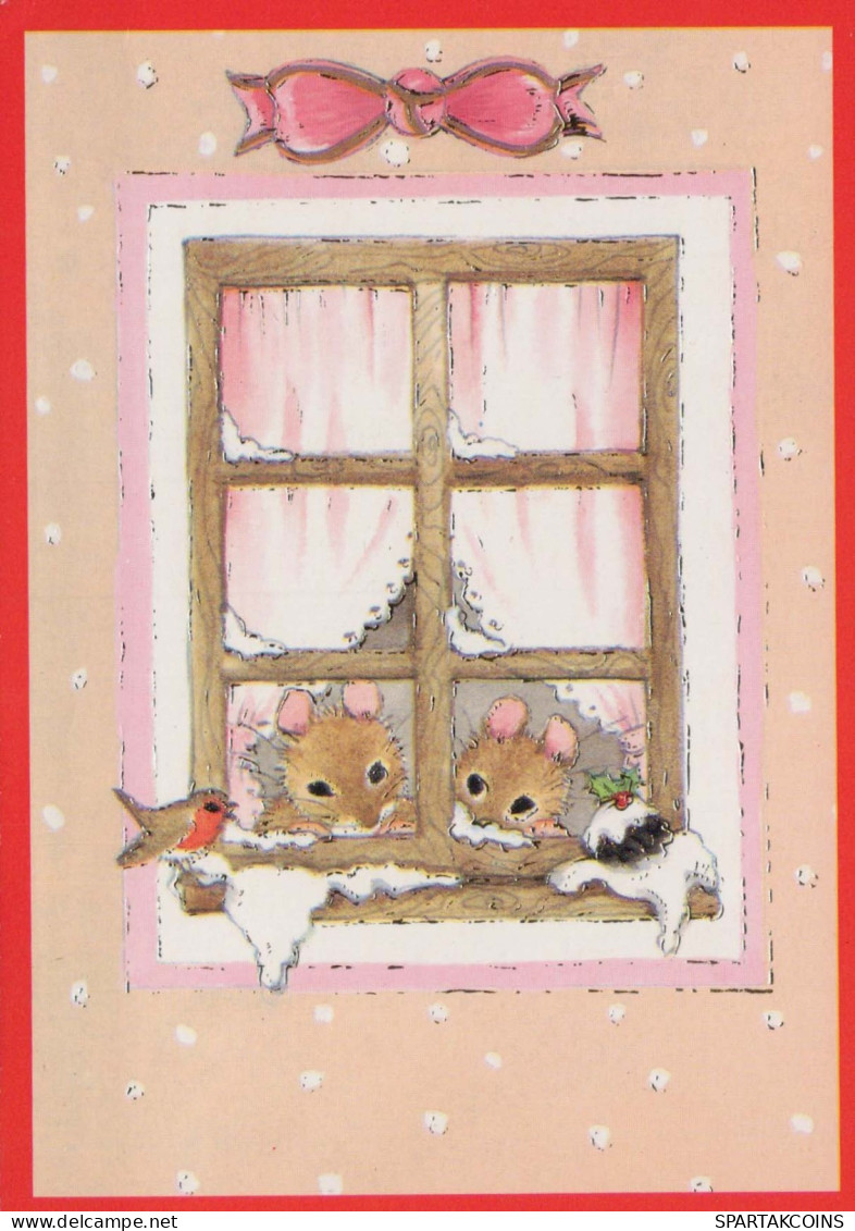 Buon Anno Natale MOUSE Vintage Cartolina CPSM #PAU986.IT - Año Nuevo