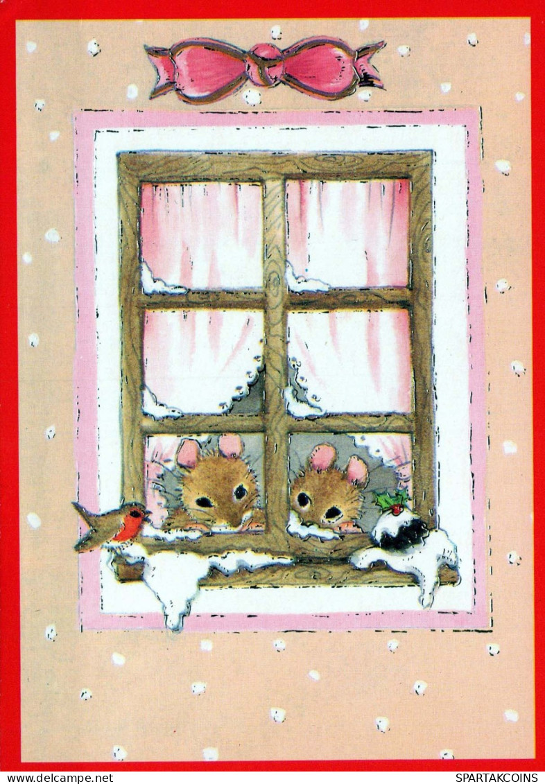 Buon Anno Natale MOUSE Vintage Cartolina CPSM #PAU986.IT - Año Nuevo