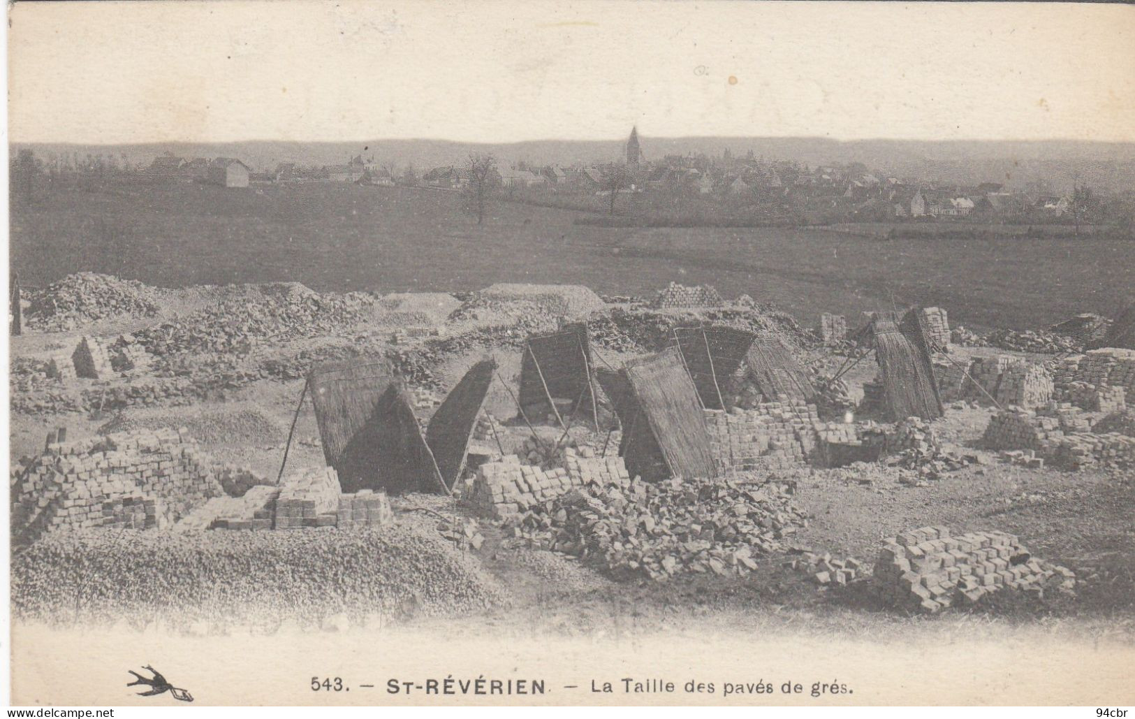 CPA (  Mines) ST REVERIEN  (58)  La Taille Des Pavés De Gres (b.burtheme) - Mijnen