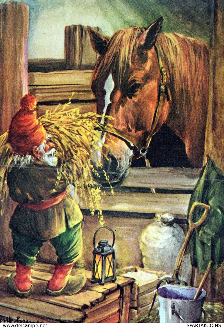 BABBO NATALE HORSE Natale Vintage Cartolina CPSM #PAK971.IT - Santa Claus