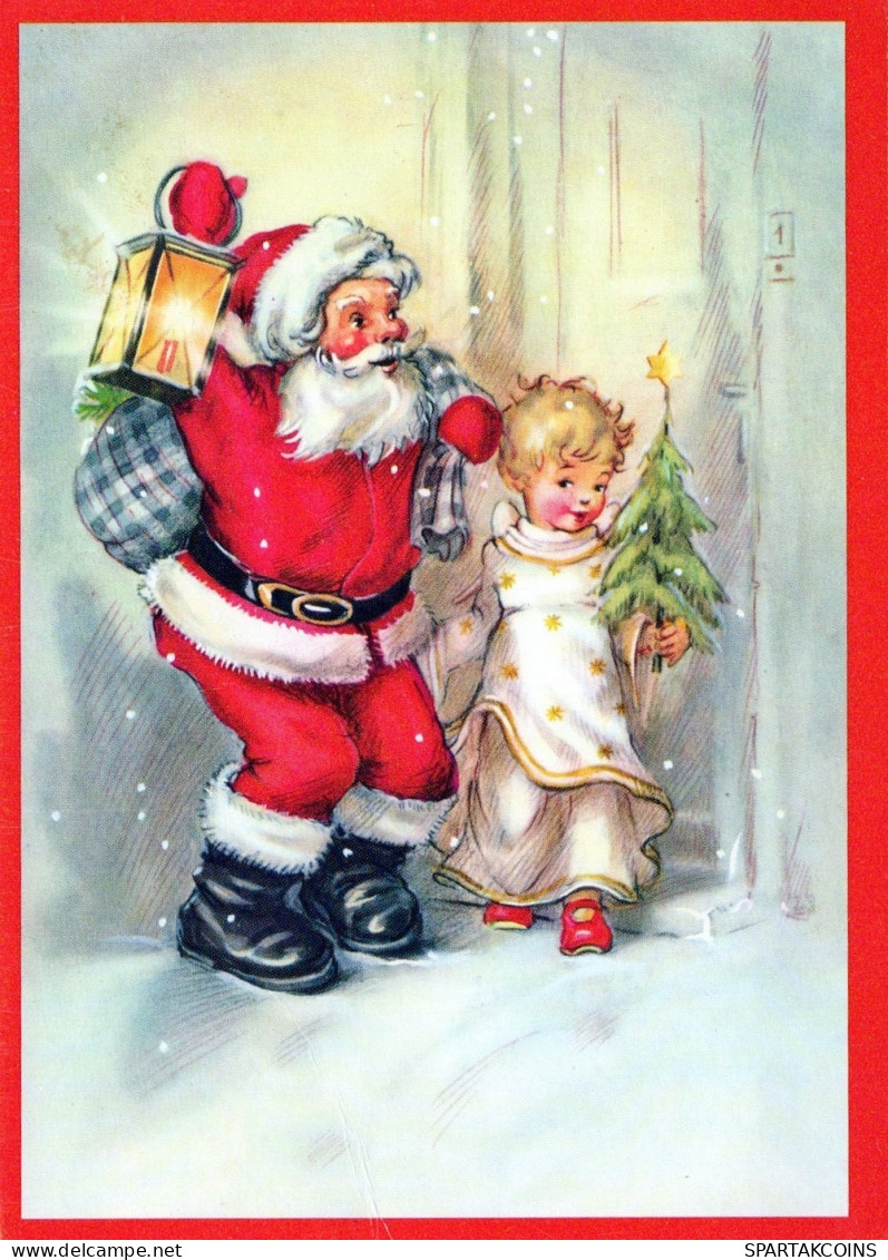 BABBO NATALE ANGELO Buon Anno Natale Vintage Cartolina CPSM #PAK139.IT - Kerstman