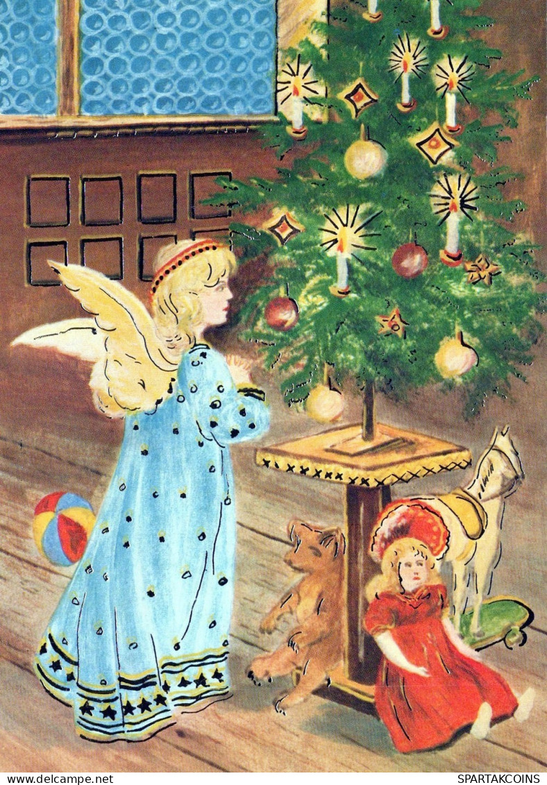 ANGELO Buon Anno Natale Vintage Cartolina CPSM #PAH996.IT - Angeli