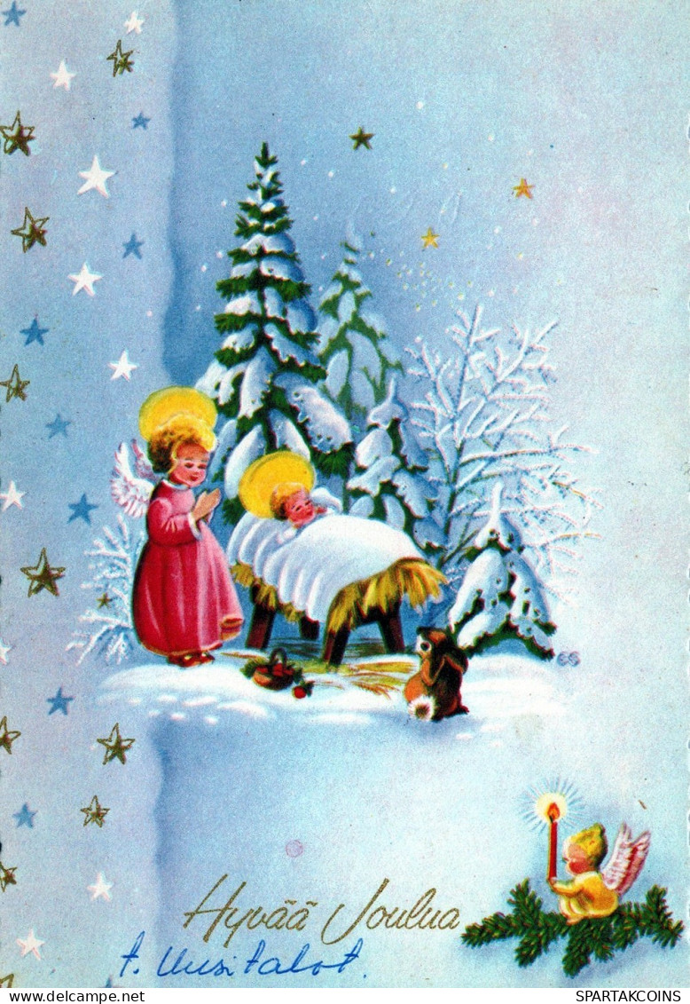 ANGELO Buon Anno Natale Vintage Cartolina CPSM #PAH741.IT - Angeli