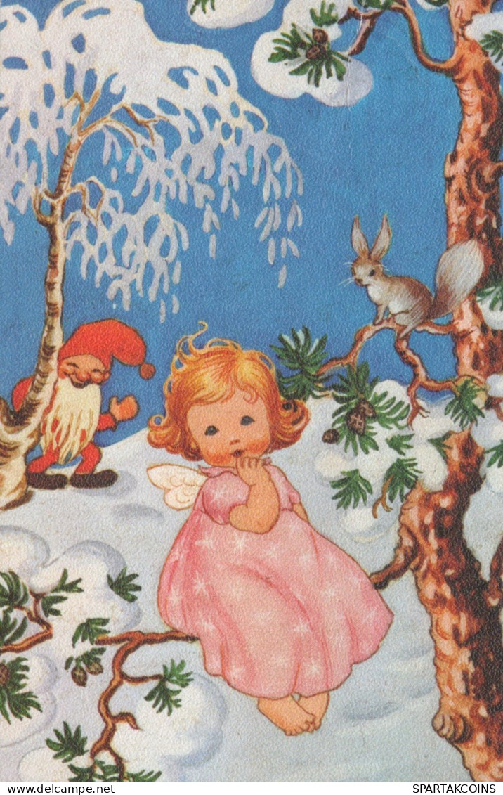 ANGELO Buon Anno Natale Vintage Cartolina CPSMPF #PAG739.IT - Angels