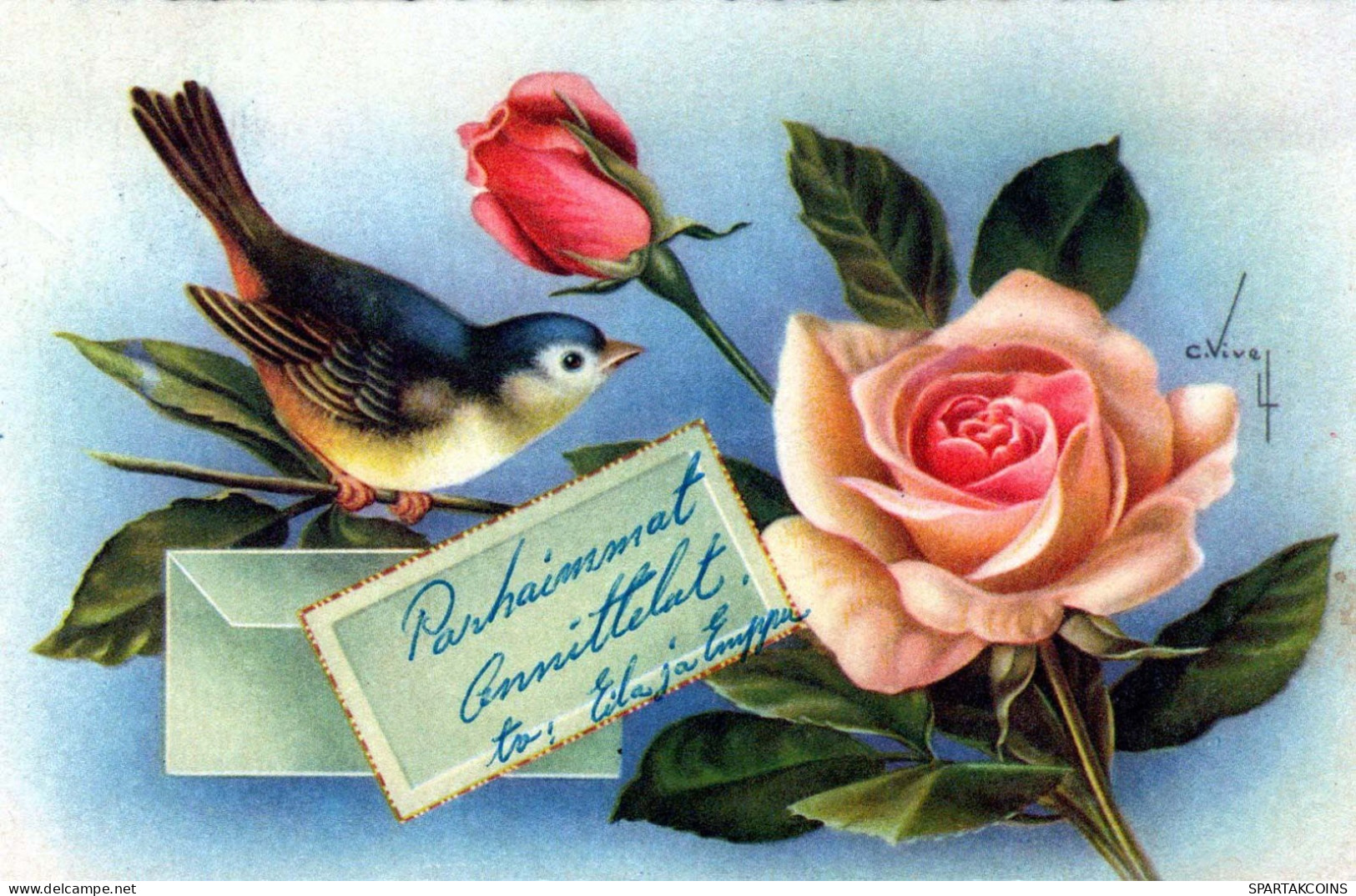 FLOWERS Vintage Ansichtskarte Postkarte CPSMPF #PKG087.DE - Flowers