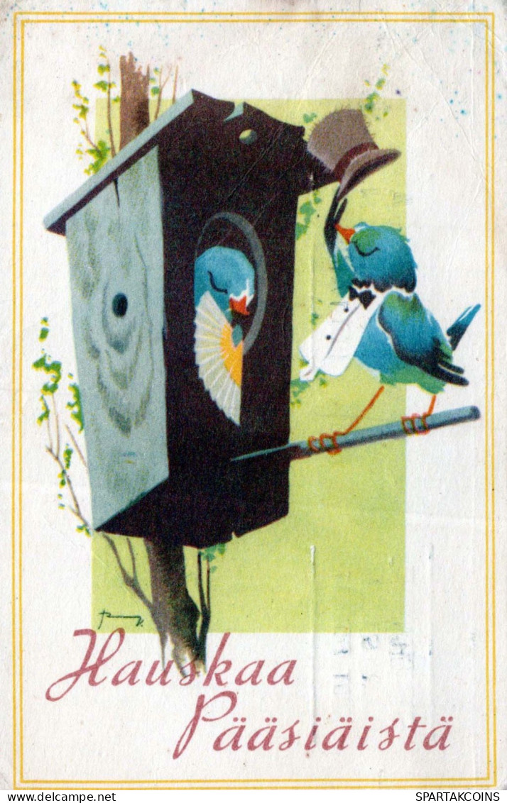 OSTERN VOGEL Vintage Ansichtskarte Postkarte CPA #PKE483.DE - Easter