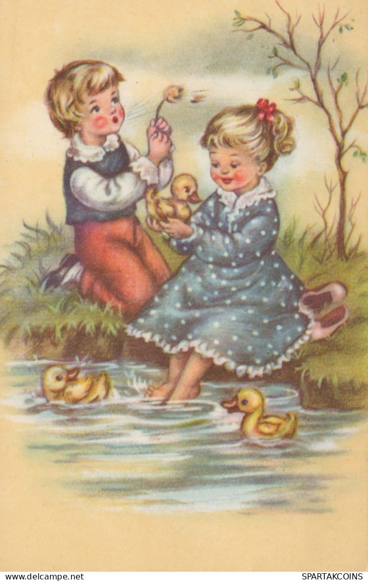 OSTERN KINDER EI Vintage Ansichtskarte Postkarte CPA #PKE227.DE - Easter