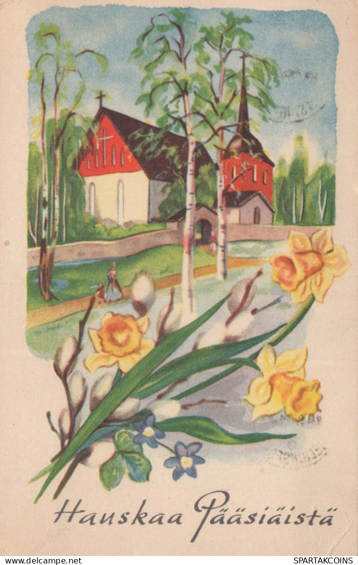 OSTERN FLOWERS Vintage Ansichtskarte Postkarte CPA #PKE289.DE - Pâques