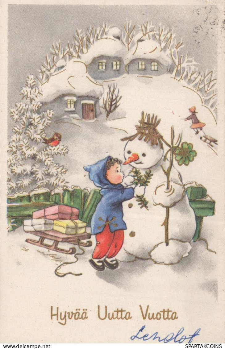 Neujahr Weihnachten SCHNEEMANN Vintage Ansichtskarte Postkarte CPSMPF #PKD834.DE - Anno Nuovo