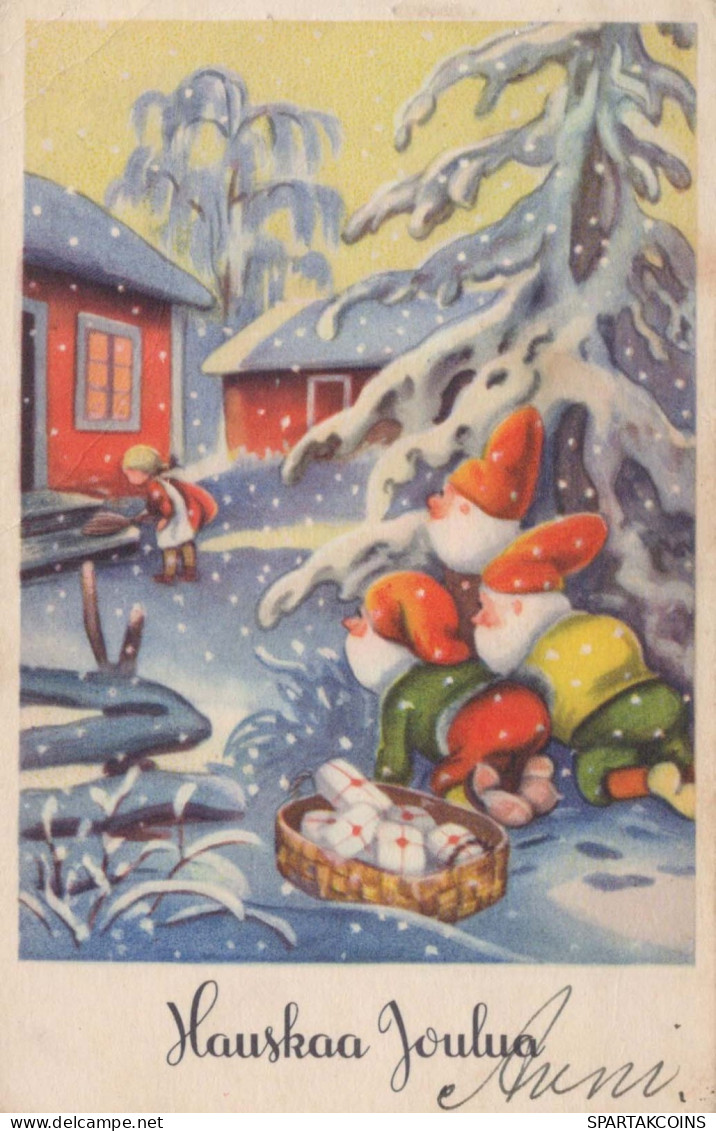 Neujahr Weihnachten GNOME Vintage Ansichtskarte Postkarte CPSMPF #PKD279.DE - Nouvel An