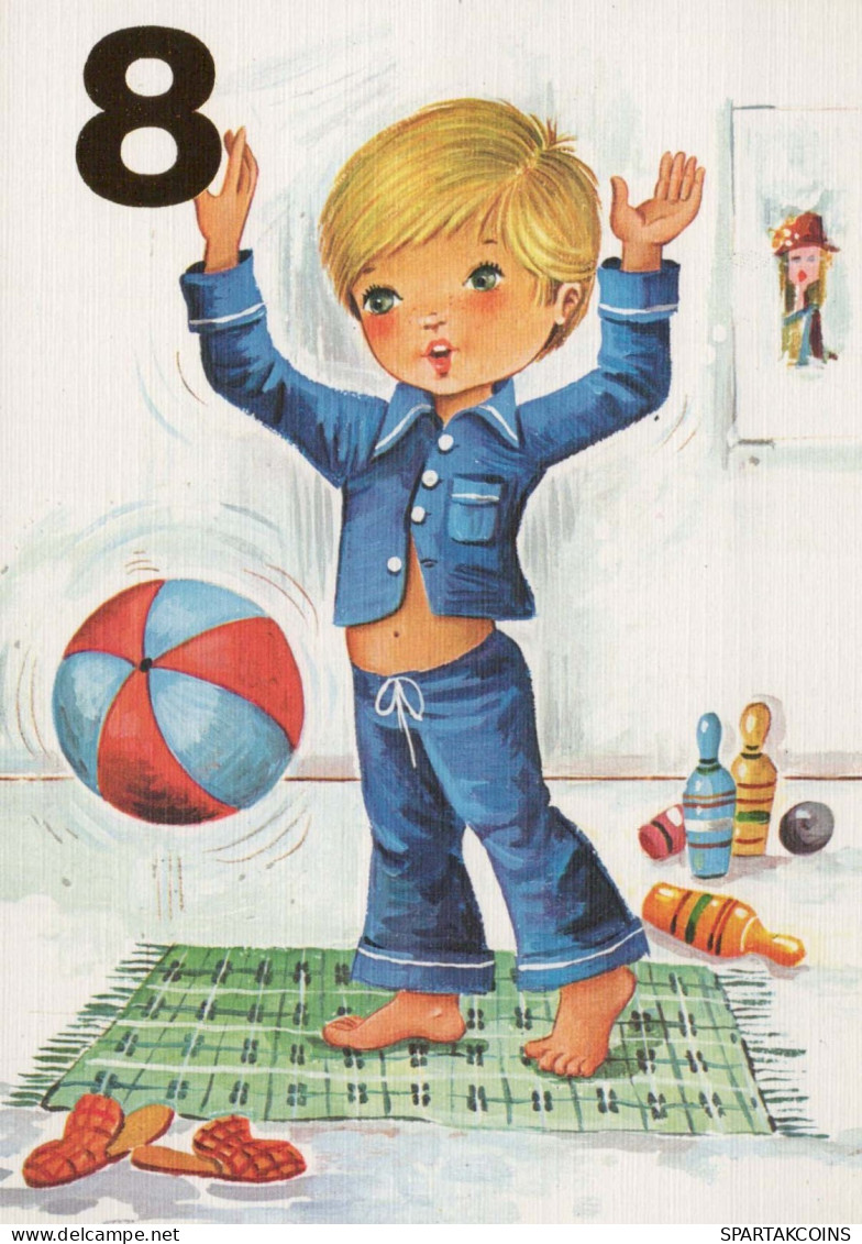 ALLES GUTE ZUM GEBURTSTAG 8 Jährige MÄDCHEN KINDER Vintage Postal CPSM #PBT852.DE - Birthday