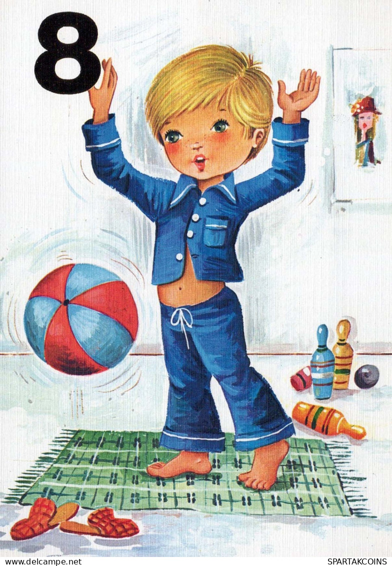 ALLES GUTE ZUM GEBURTSTAG 8 Jährige MÄDCHEN KINDER Vintage Postal CPSM #PBT852.DE - Birthday