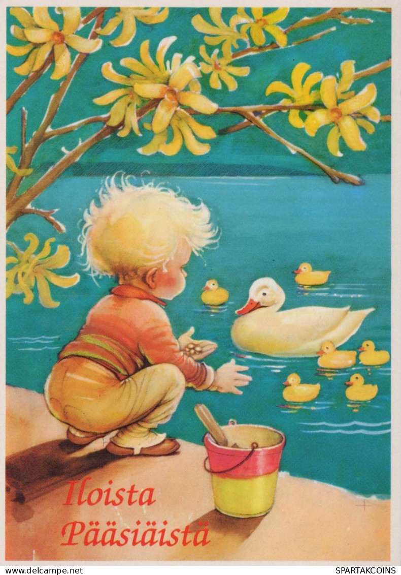 OSTERN KINDER EI Vintage Ansichtskarte Postkarte CPSM #PBO275.DE - Pâques